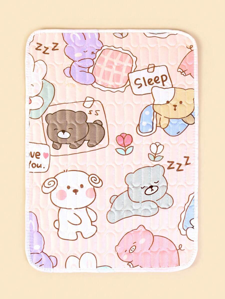 1 pieza Almohadilla acolchada con estampado de animales de dibujos animados lindos Oso/Conejo/Perro/Gato, base antideslizante e impermeable, adecuada para cuna/carriola, todas las estaciones, uso al aire libre - Multicolor - Ver 1
