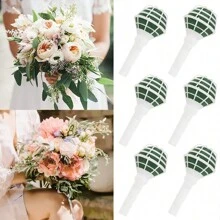 6pcs DIY Bridal Floral Foam Bouquet Handle Holder Wedding Bride Flower Holder Decoration Event Party Decorations Supplies,Christmas - Multicolor - View 1