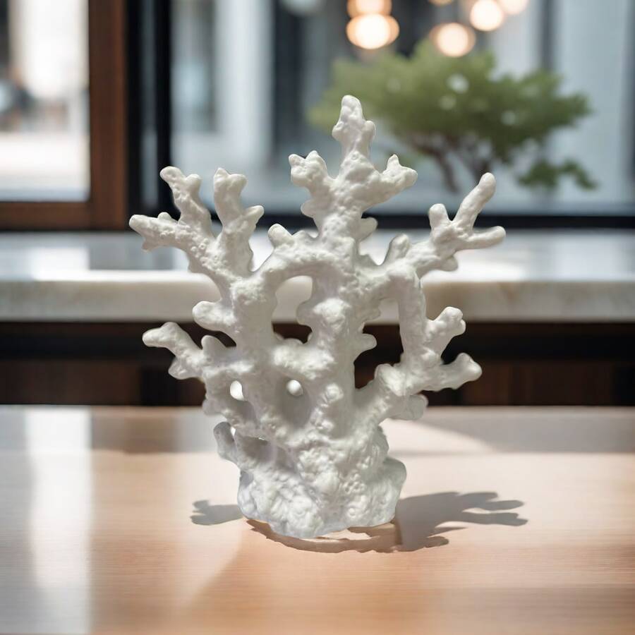 模擬珊瑚，家居擺設，色彩繽紛的觀賞魚缸景觀擺設，水草，水族館鐵枝，海底風景裝飾 - 白色 - 查看 1