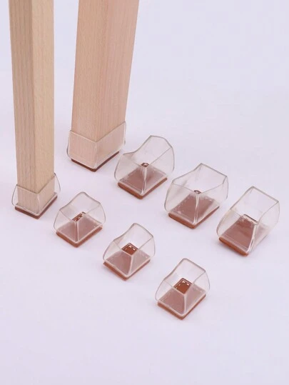 4pcs Chair Leg Floor Protector, Rectangular Silicone Chair Leg Covers, Small Floor Felt Pads, Noise Reduction, Furniture Accessories Back To School