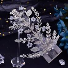 1 Máy Tính Cô Dâu Phụ Kiện Tóc Handmade Kim Cương Giả Bên Mũ Trụ Nữ Tóc Cho Updo Kiểu Tóc Áo Cưới Phụ Kiện Tiaras - Bạc - Xem 6