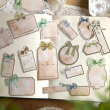 YANJI 1包/48入組蝴蝶結貼紙，復古創意美學貼紙，DIY裝飾拼貼材料，節日禮物，個性化創意相簿、學校文具用品 - 黃色 - 查看 4