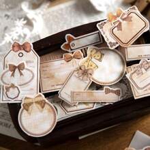 YANJI 1包/48入組蝴蝶結貼紙，復古創意美學貼紙，DIY裝飾拼貼材料，節日禮物，個性化創意相簿、學校文具用品 - 黃色 - 查看 5