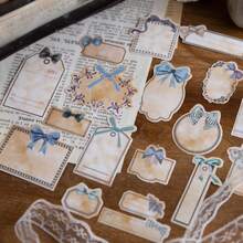 YANJI 1包/48入組蝴蝶結貼紙，復古創意美學貼紙，DIY裝飾拼貼材料，節日禮物，個性化創意相簿、學校文具用品 - 黃色 - 查看 3