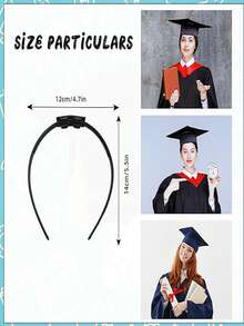 1 pieza de diadema con birrete de graduación, accesorio para fijar el birrete de graduación en la cabeza y evitar que se caiga,herramientas para el cabello accesorios para el cabello accesorios para el pelo - Negro - Ver 3
