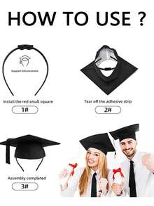 1 pieza de diadema con birrete de graduación, accesorio para fijar el birrete de graduación en la cabeza y evitar que se caiga,herramientas para el cabello accesorios para el cabello accesorios para el pelo - Negro - Ver 7