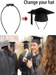 1 pieza de diadema con birrete de graduación, accesorio para fijar el birrete de graduación en la cabeza y evitar que se caiga,herramientas para el cabello accesorios para el cabello accesorios para el pelo - Negro - Ver 2