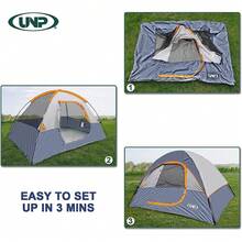 UNP Camping Tent 4 Person, Waterproof Windproof Tent With Rainfly Easy Set Up-Portable Dome Tents For Camping - Grey - View 4