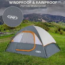 UNP Camping Tent 4 Person, Waterproof Windproof Tent With Rainfly Easy Set Up-Portable Dome Tents For Camping - Grey - View 5
