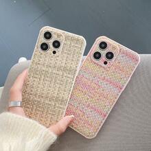 A Simple And Stylish Woven Phone Case Compatible With Apple Models - Pink - View 3
