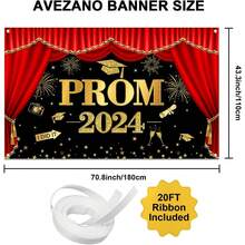 Banner de fondo Prom 2024, decoración para fiesta de graduación, Banner Congrats Grad para noche de Prom y graduados de preparatoria/universidad - negro rojo - Ver 3