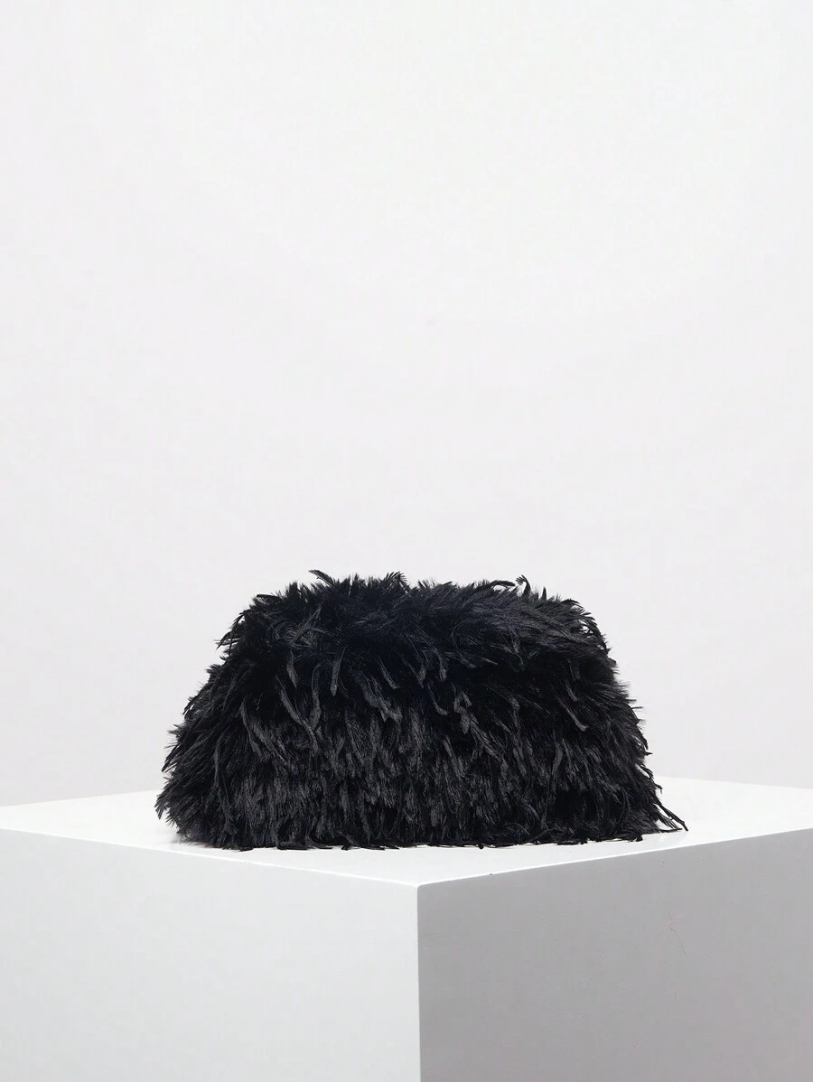 MICHELLE BAG Dopamine Style Clip Bag, Y2K Plush Clutch, Candy-Colored Women's Purse, Cute & Charming Girl's Wallet