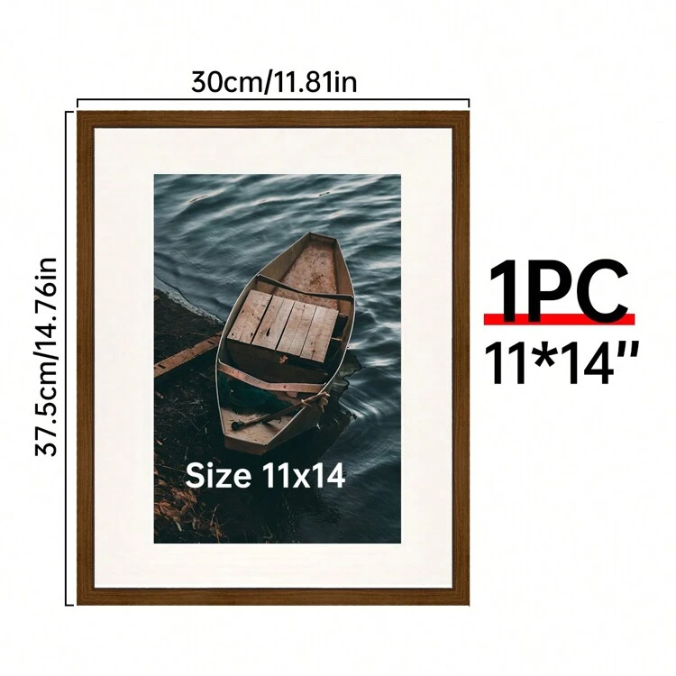 1pc Brown Wooden Picture Frame, Decorate Your Memory With This Multi-Functional Frame - Suitable For Wall And Tabletop Decor! Available In Multiple Sizes For 12x16in, 11x14in, 8x10in, 5x7in, And 4x6in Photos. Gifts Birthday Graduation - Brown - View 11