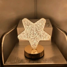 1入組金色星月形夜燈裝飾氛圍燈，適用於卧室床邊，浪漫創意生活 - 金色 - 查看 2