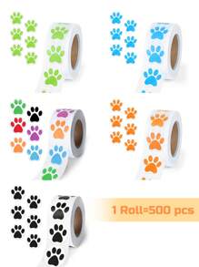 500 PCS Dog Paw Print Stickers, 1 Inch Colorful/Black Dog Stickers For Kids, Self-Adhesive Puppy Paw Prints Stickers For Gifts, Mailing, Vets, Kennels, Party Room Decoration, Envelope Seals - Multicolor - View 1