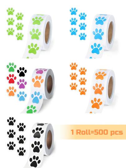 500 PCS Dog Paw Print Stickers,1 Inch Colorful/Black Dog Stickers For Kids,Self-Adhesive Puppy Paw Prints Stickers For Gifts,Mailing,Vets,Kennels,Party Room Decoration,Envelope Seals,Dog Stickers,Vet,Kids Stickers,Dog Stickers,Vet,Dog Sticker