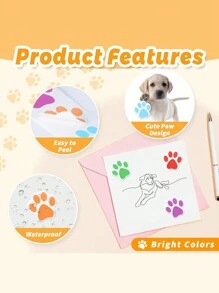 500 PCS Dog Paw Print Stickers, 1 Inch Colorful/Black Dog Stickers For Kids, Self-Adhesive Puppy Paw Prints Stickers For Gifts, Mailing, Vets, Kennels, Party Room Decoration, Envelope Seals - Multicolor - View 2