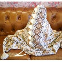 1入組80*110 / 31*43英寸兒童毛毯，兒童午睡毯，流蘇波希米亞風格 - 棕色 - 查看 6