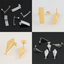 20pcs/Lot Stainless Steel Geometric Stud Earrings Round Earrings Posts Connector For DIY Earring Jewelry Making Accessories