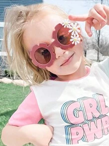 2 件装女孩可爱漂亮花朵儿童时尚眼镜，仅展示卡片，不发货 - 彩色 - 查看 3