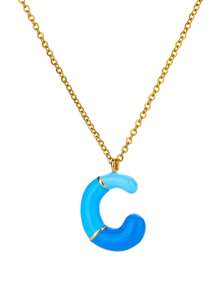 1入組多巴胺彩色氣泡字母頭飾項鍊，適合女孩子，可愛的氣球字母名稱項鍊，不鏽鋼鎖骨鏈，夏季時尚珠寶配飾（隨機顏色）