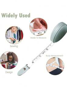1入可收納式雙面卷尺，60英寸（1.5米）長度，小巧便攜自動夾緊位置軟尺，非常適用於測量身體的面料，縫紉，裁剪，針織和手工藝