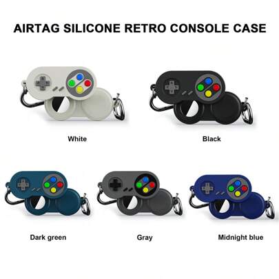 قطعة واحدة من غطاء حماية السيليكون بنمط جهاز الألعاب القديم ل- Airtag، مضاد للسقوط