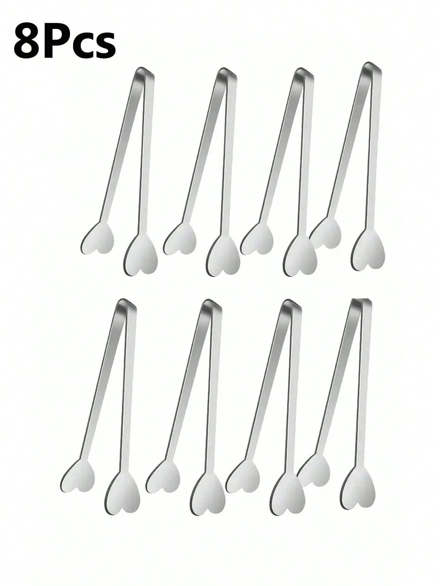 4/6/8/12 件心形迷你夹子，不锈钢小夹子，可爱爱心夹菜夹，小孩子夹菜夹，用于盛放食物、烹饪、开胃菜、水果、糖