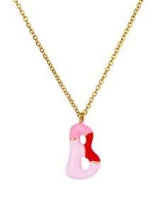 1入組多巴胺彩色氣泡字母頭飾項鍊，適合女孩子，可愛的氣球字母名稱項鍊，不鏽鋼鎖骨鏈，夏季時尚珠寶配飾（隨機顏色）