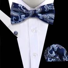 Set di cravatta, fazzoletto da taschino e gemelli, Combo di accessori di moda in stile britannico multicolore per uomini d'affari, incontri d'affari e matrimoni - Multicolore - Visualizzare 38