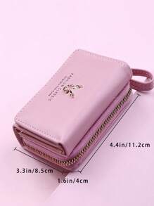 New Women's Short Pink Deer Horn Wallet Mini Zipper Coin Cartoon Tri-Fold Snap Card Holder For Women Wallet Purse Wallet Small Wallet - Pink - View 4