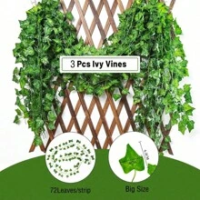 3 Strips Fake Vines For Room Decor Aesthetic Artificial Plant Ivy Leaves Hanging Greenery Garlands For Home Bedroom Wall Wedding Party Decor - Green Leaves - View 4