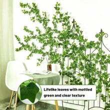 3 Strips Fake Vines For Room Decor Aesthetic Artificial Plant Ivy Leaves Hanging Greenery Garlands For Home Bedroom Wall Wedding Party Decor - Green Leaves - View 3