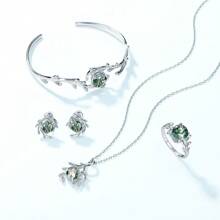 1 Vòng cổ mặt dây chuyền bạc S925 khảm rêu tròn 7x7mm trang nhã và hợp thời trang & Tảo nước, chất lượng cao cho trang phục hàng ngày của phụ nữ, cũng hoàn hảo làm quà tặng kỷ niệm - mặt dây chuyền - Xem 6