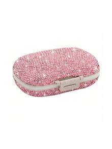 1 Hộp Thuốc Nhỏ Di Động Lấp Lánh Hộp Thuốc Mini Hộp Thuốc Kín Mang Theo Nhiều Lưới Phụ Đóng Gói Lưu Trữ Di Động Mang Theo Bảy Ngày Hộp Đựng Thuốc Hộp Trang Sức Nhỏ - Hồng - Xem 3