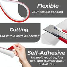 59英寸可折疊淋浴閾水壩障礙，自粘矽膠防水淋浴閾條，保持浴室和廚房乾燥，濕度分離解決方案