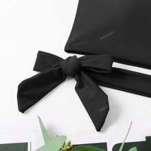 Women's Asymmetric Bandeau Bikini, Black Swimwear Top With Cut-Out And One Shoulder, Side Tie Summer