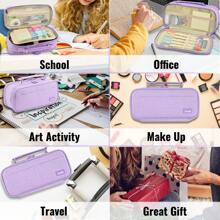 Dual Side Pencil Case Large Capacity Pencil Case Organizer; Double Zipper Storage Bag; Big Pencil Pouch - 紫色 - 查看 7