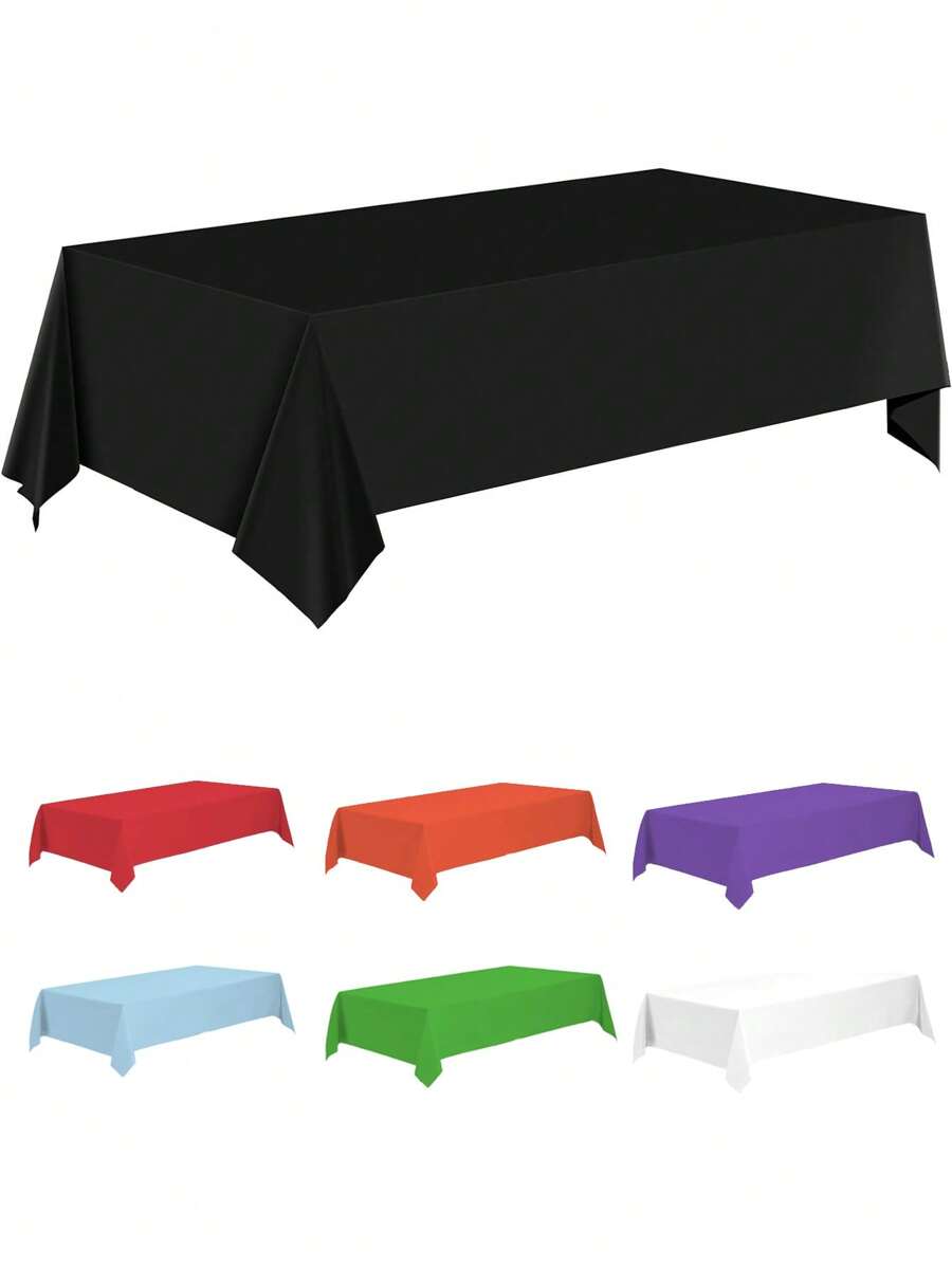 Mantel desechable de unicolor de 137*274cm, estilo minimalista de cubierta de mesa PEVA para fiestas de cumpleaños, bodas, festivales, decoración de mesas de comedor rectangulares, Navidad - Blanco - Ver 1