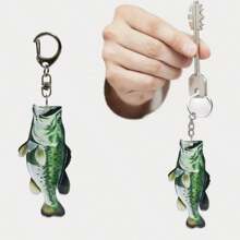 12pcs Acrylic Fish Shaped Keychain For Fishing Lovers, Multifunctional Keyring Decoration Gift For Men And Women Car Accessories Bag Charm School Letter Cute Goth Y2k