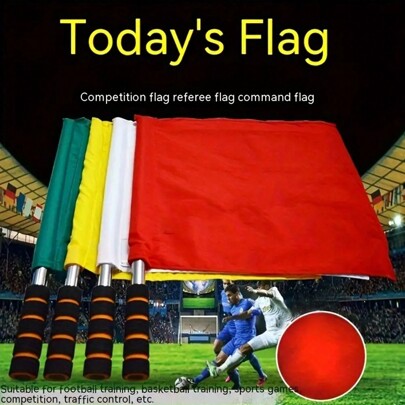 2pcs Football Referee Flag, Railway Signal Flag, Track And Field Referee Sport Tool, Referee Supplies