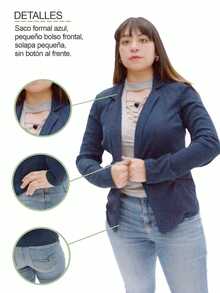 Women Blazers - Navy Blue - View 5