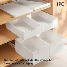 Caja de almacenamiento con cajón deslizante - Bandeja organizadora de gabinete moderno para una solución de almacenamiento creativo y versátil para vajilla, botellas para condimentos, ropa de armario y accesorios de vestuario, con guías deslizantes suaves - Caja de almacenamiento deslizante - Ver 1