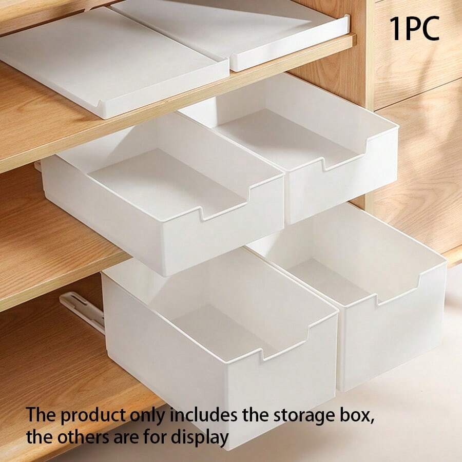 Caja de almacenamiento con cajón deslizante - Bandeja organizadora de gabinete moderno para una solución de almacenamiento creativo y versátil para vajilla, botellas para condimentos, ropa de armario y accesorios de vestuario, con guías deslizantes suaves - Caja de almacenamiento deslizante - Ver 1