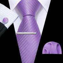 Cravate florale violette royale pour hommes, ensemble de cravate de luxe en soie jacquard avec mouchoir pour mariage et soirée