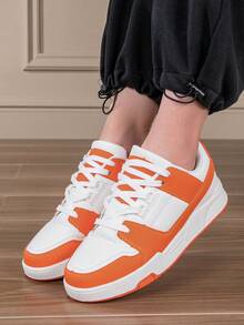 1 Pair Girls' Casual Comfortable Fashionable Outdoor Orange Running Sports Shoes, Suitable For Spring And Autumn - Orange - View 3