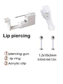 1 Set Professional Body Piercing Tool Kit: Nipple, Navel, Tongue, Eyebrow, Lip, Nose Piercing Gun, Easy To Use - Multicolor - View 16