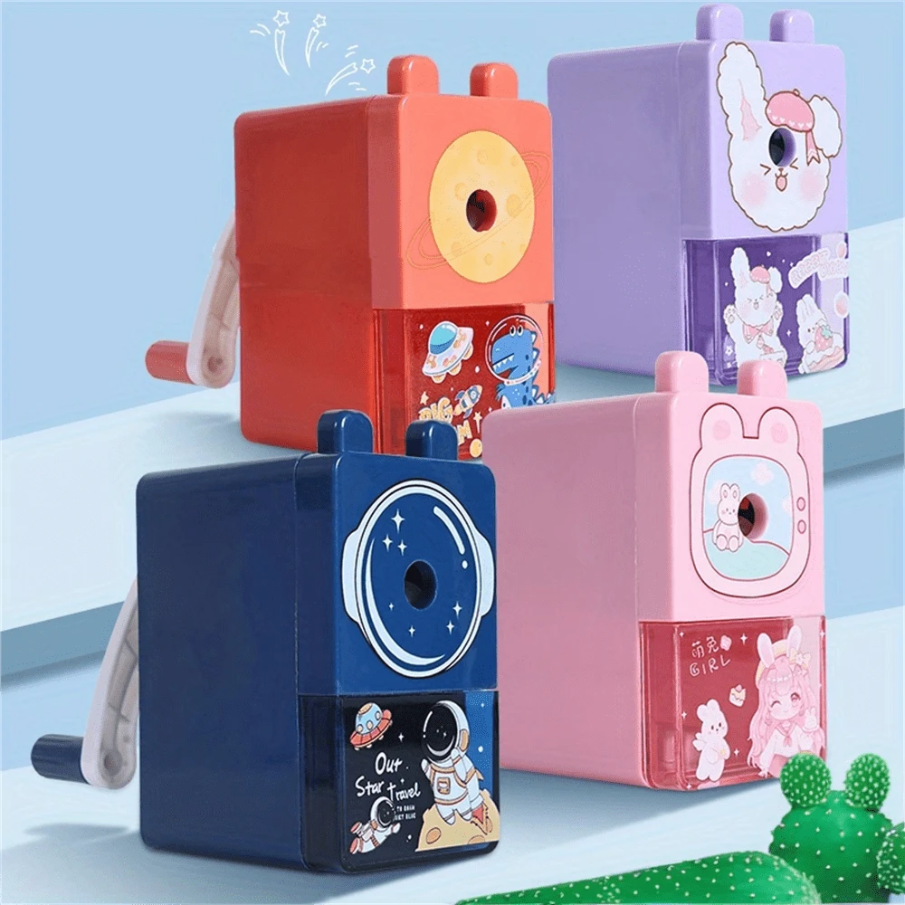 1入組可愛卡通鉛筆刨削器,手動鉛筆刨削器-適用於彩色鉛筆和學校用品! - 彩色 - 查看 1