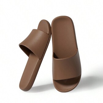 New Fashionable EVA Slippers, Unisex Couples Faux Leather Slippers, Soft Leather Texture, Anti-Slip, Comfortable, Suitable For Indoor And Outdoor, 4-Season House Slippers