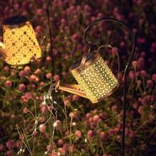 太阳能喷壶灯花园太阳能夜灯艺术 LED 灯带支架淋浴灌溉罐灯串防水金属花园装饰适用于家庭小径和露台庭院和草坪，户外花园照明适用于小径、庭院、露台 - 太陽能庭院燈 - 查看 3